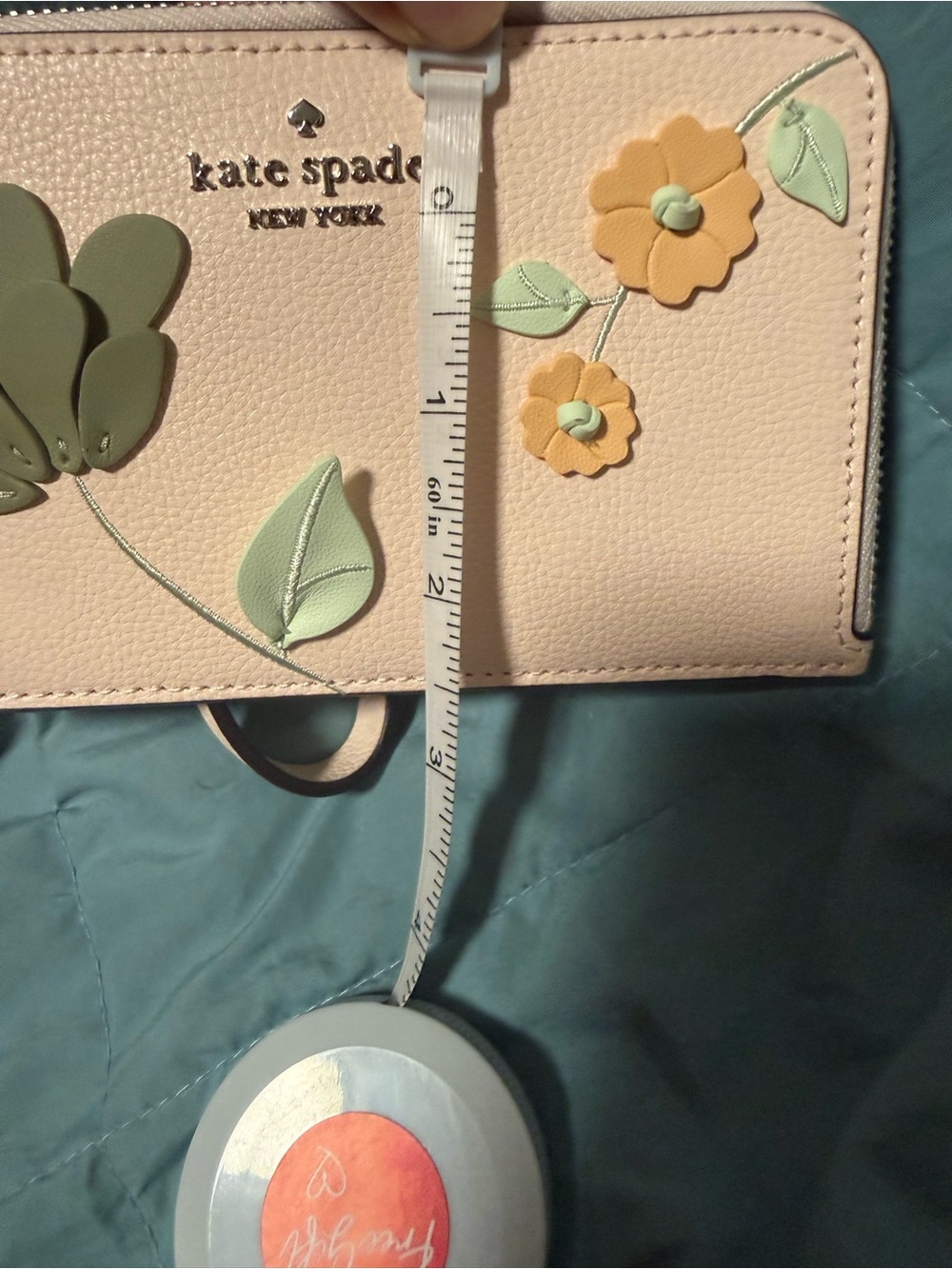 kate spade Cream Floral Appliqué Wristlet with Green and Tan Accents - Picture 9 of 9